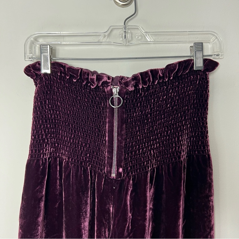 Rebecca Taylor Silk Velvet Wide Leg Pants Purple Elastic 686 - Picture 2 of 8